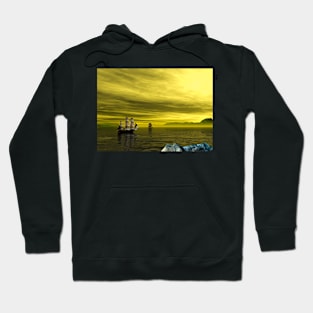 Pirate Vessel on yellow sky Hoodie